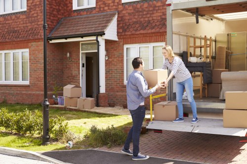 Moving truck loading furniture for a house move in Yiewsley