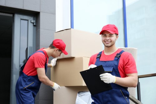 Removal team preparing a move in Yiewsley street area