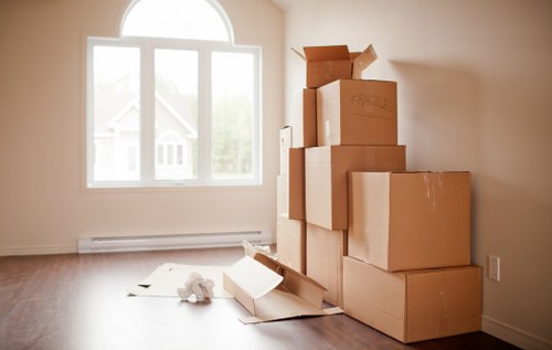 Household boxes and furniture ready for transport
