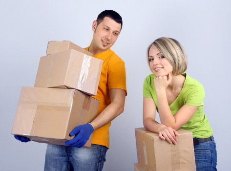 Packed moving boxes ready for transport in Yiewsley